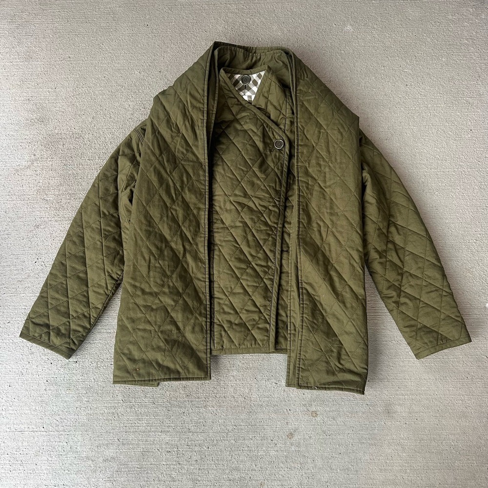 Madewell Quilted Scarf Jacket Womens XS Olive Green Reversible Wrap Coat